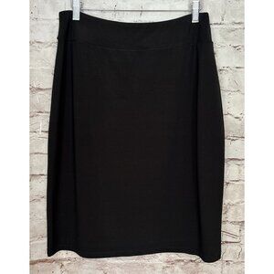 Compli-K Womens Black Straight Skirt Elastic Waist Knee Length  Size Large NEW